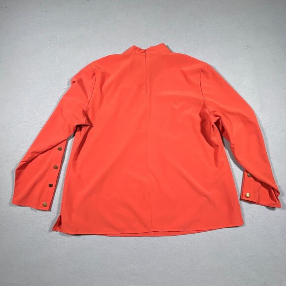 Chicos 2 Top Shirt 3 XL Pullover Keyhole Orange 3/4 Choker Sleeve Stretch Autumn - Picture 11 of 14